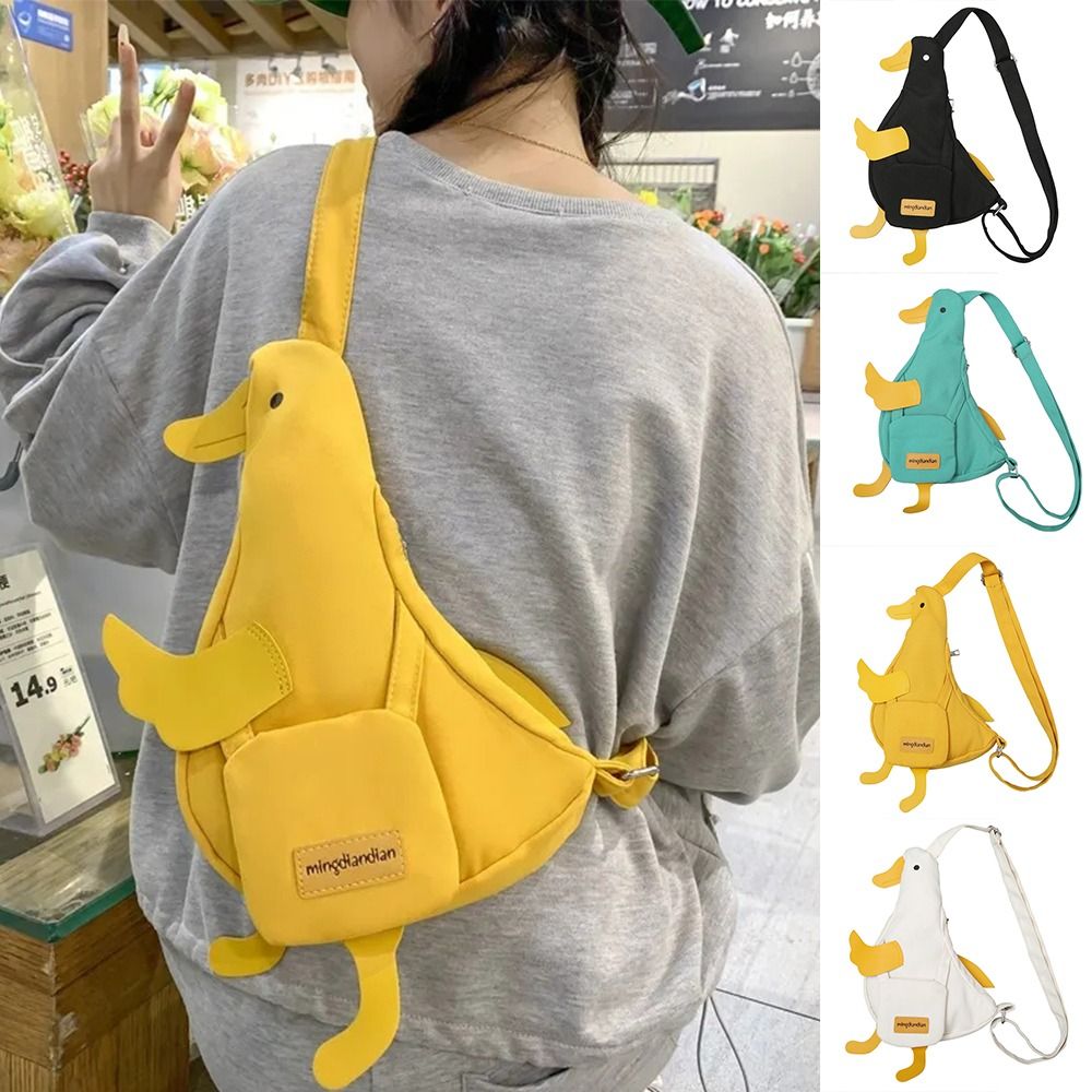 Interior Design Korean Style - Simple Canvas Funny Duck Crossbody Bag