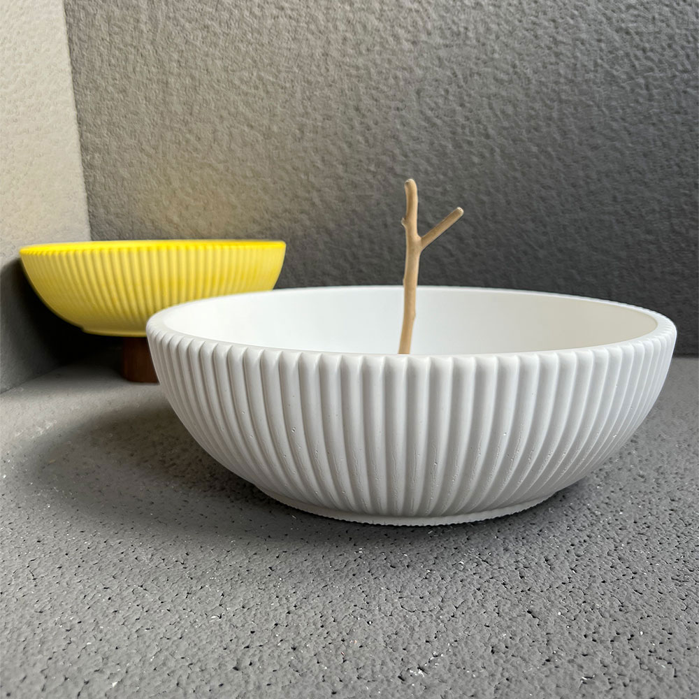 Terrazzo Pot Cement - Large Striped Bowl Vessel Concrete Mold