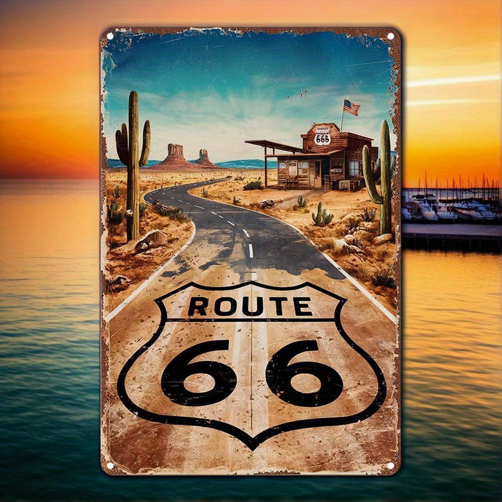Interior Design Kitchen - Vintage Route 66 Metal Sign -