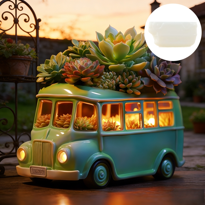 Ceramic Candle Vessel - Bus succulent plant flowerpot resin silicone