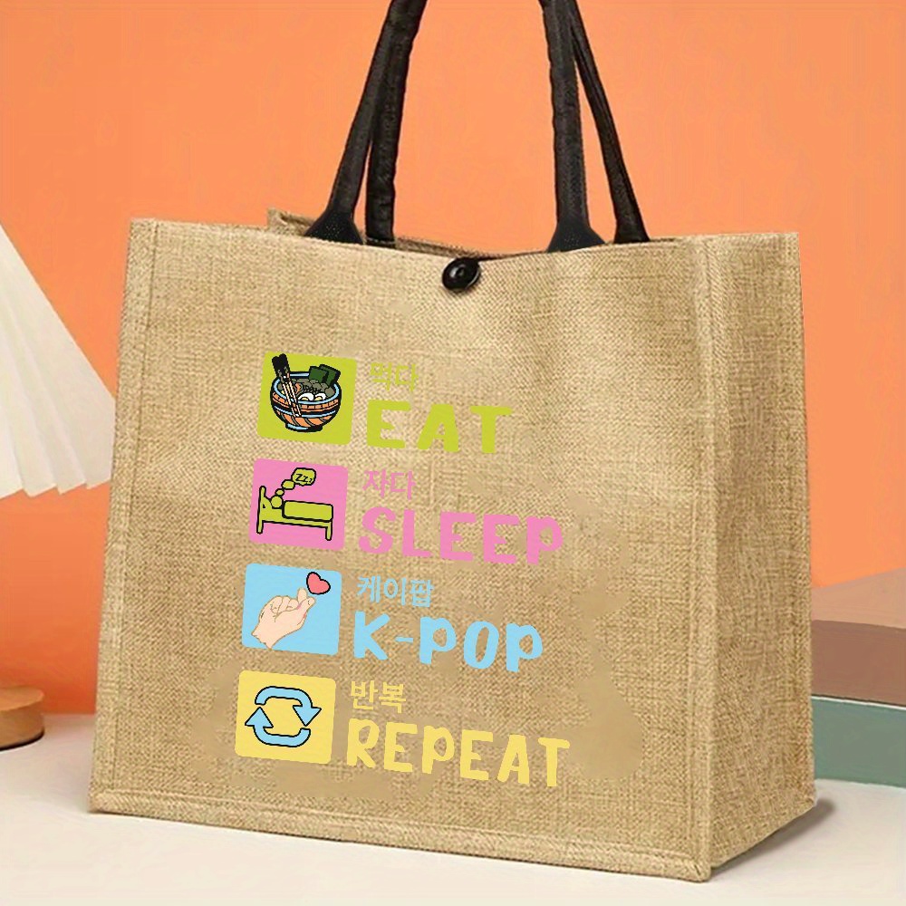 Interior Design Korean Style - Korean Style Funny Printed Hemp Tote