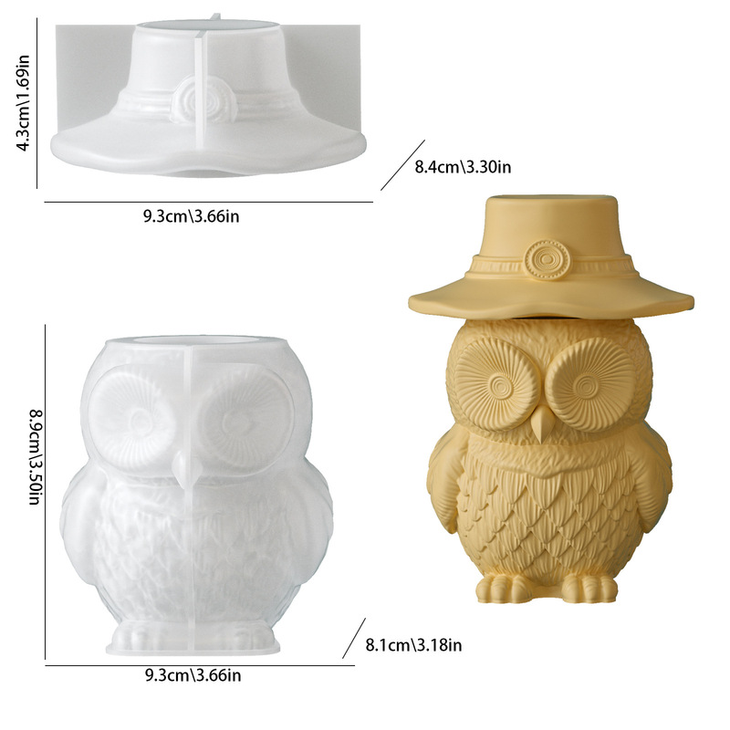 2Set of silicone molds for owl - Ceramic Candle Vessel recension och pris