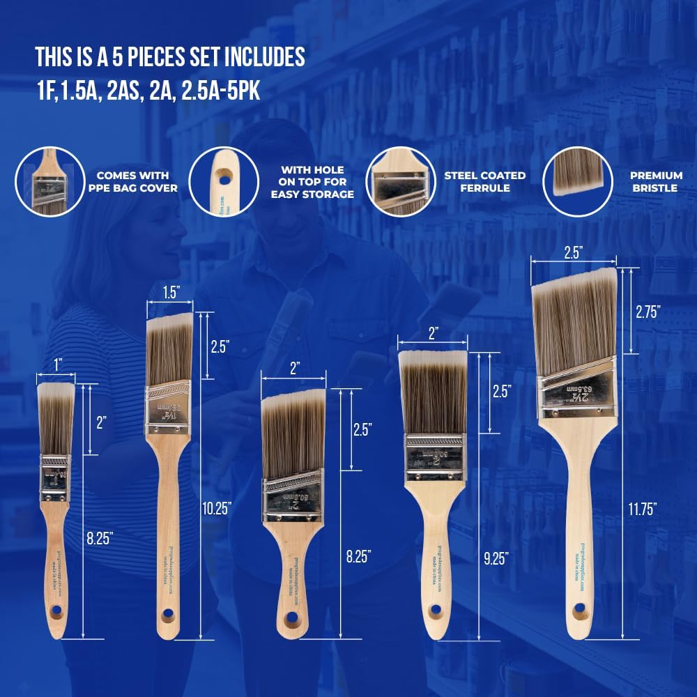5-Piece Paint Brush Set, Flat  - Interior Design Drawing recension och pris