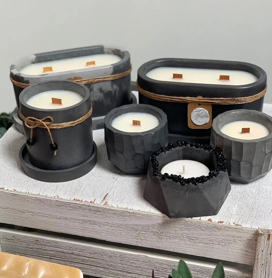 Concrete Candle Cup Vessel Sil - Terrazzo Pot Cement recension och pris