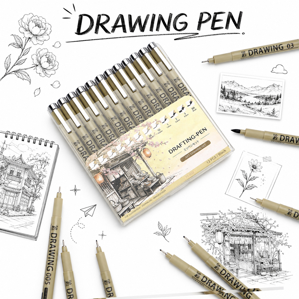 12 Size Fine Line Micron Pens  - Interior Design Drawing recension och pris