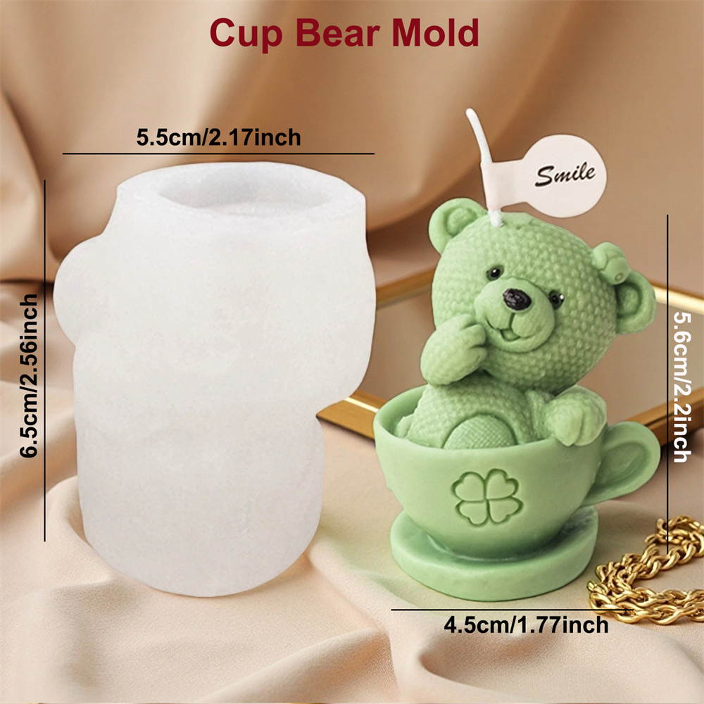 Teddy Bear in Cup Silicone Mol - Ceramic Candle Vessel recension och pris