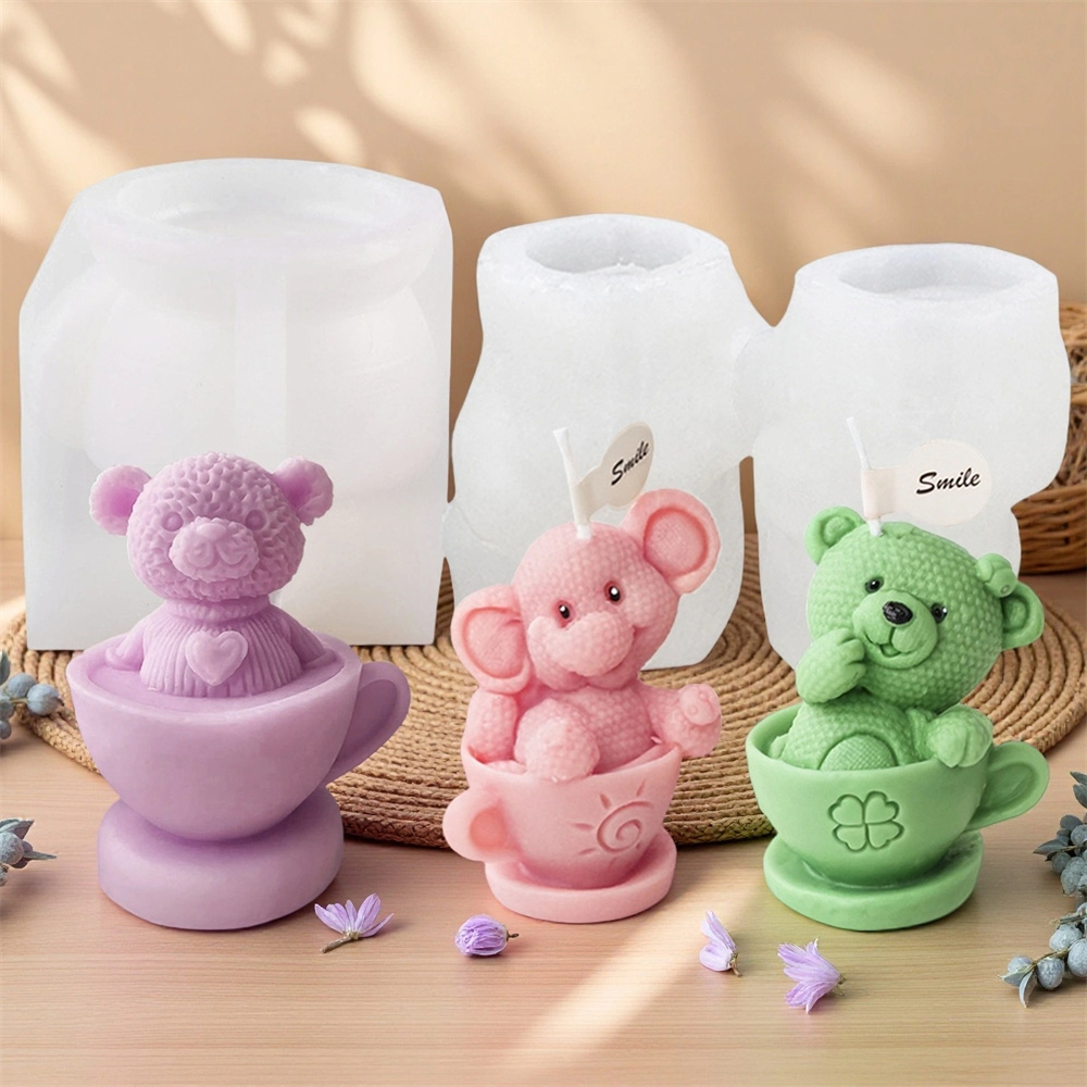 Teddy Bear in Cup Silicone Mol - Ceramic Candle Vessel recension och pris