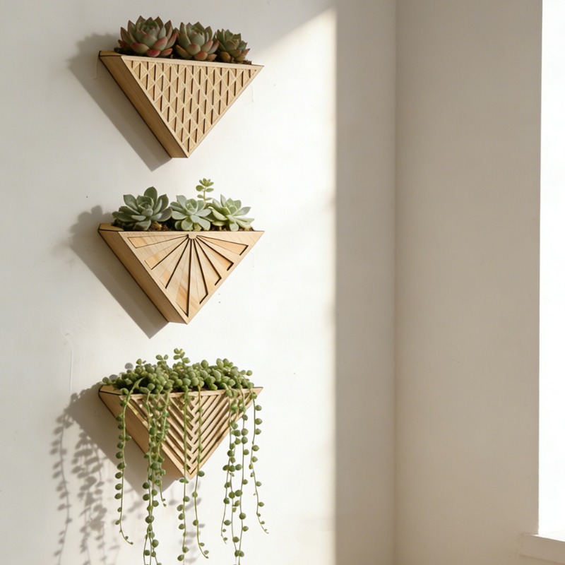 1pcs Light Wood Geometric Line - Geometric Shelf Triangle recension och pris